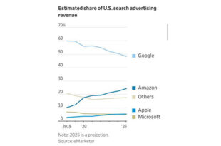 estimated share of u.s search advertising revenue 310x205 - سقوط امپراتوری گوگل در بازار تبلیغات آمریکا | +اینفوگرافیک